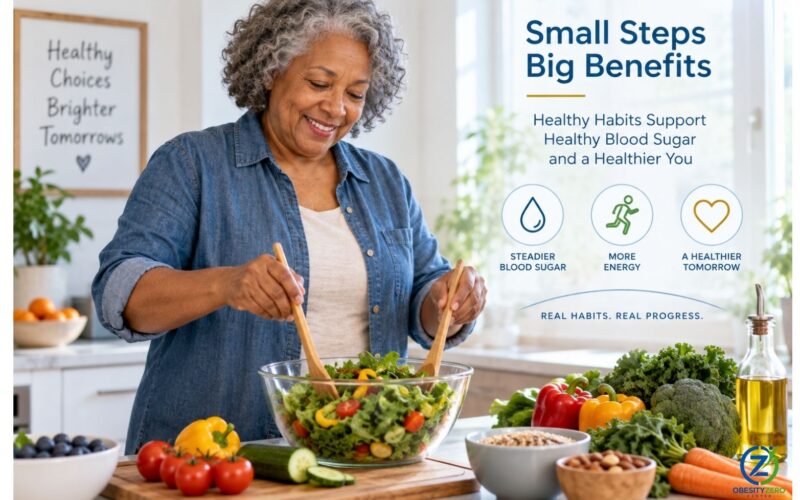 Adult preparing a nutritious meal as part of managing Type 2 diabetes and metabolic health