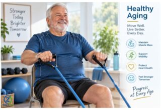Older adult with a larger body doing resistance exercise to support strength and healthy aging