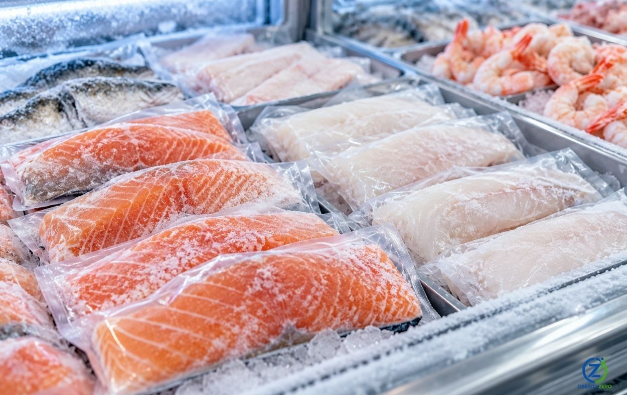 Frozen seafood fillets illustrating the benefits of choosing frozen fish