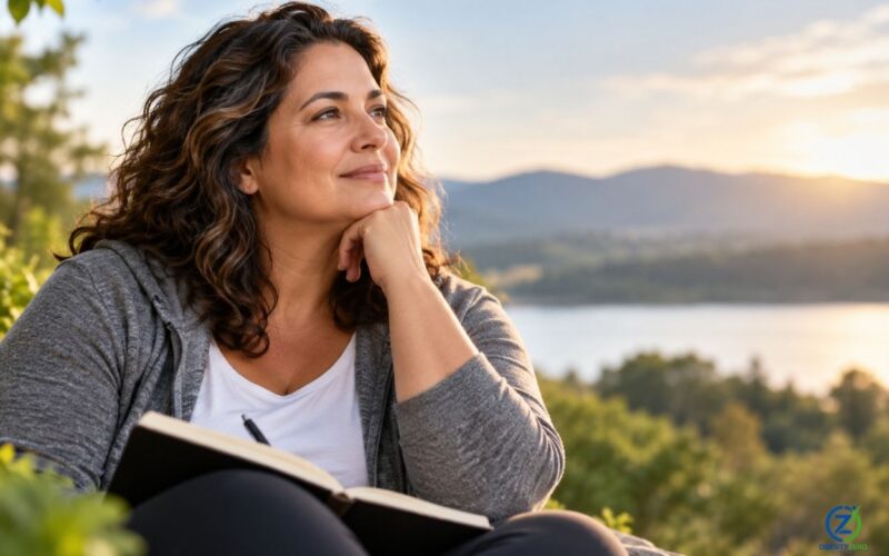 Person reflecting on the psychological and emotional aspects of obesity and healthy behavior change